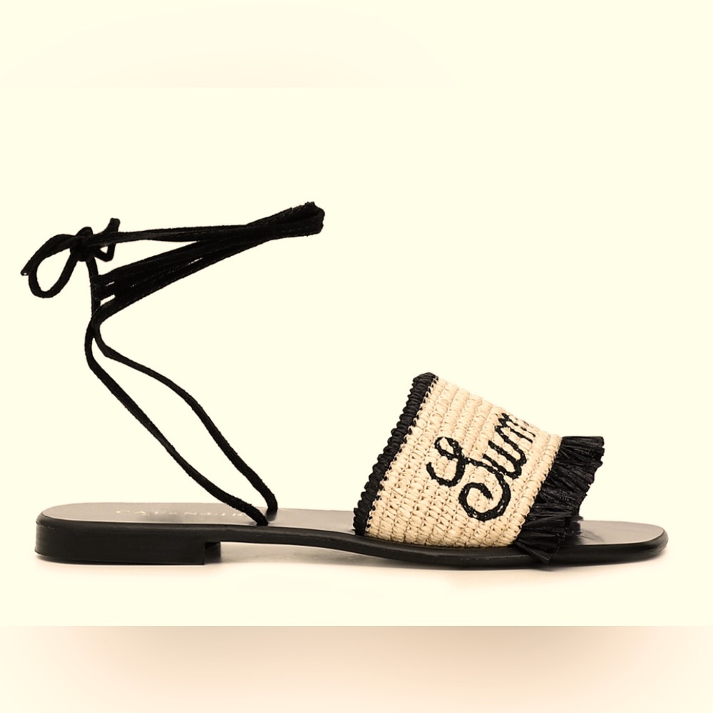 CafeNoir French designer Chic Black and tan Summer Sandals